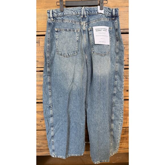 Good American Jeans Women's 10/30 Blue Good Extreme Barrel High Rise NWT - Picture 2 of 12